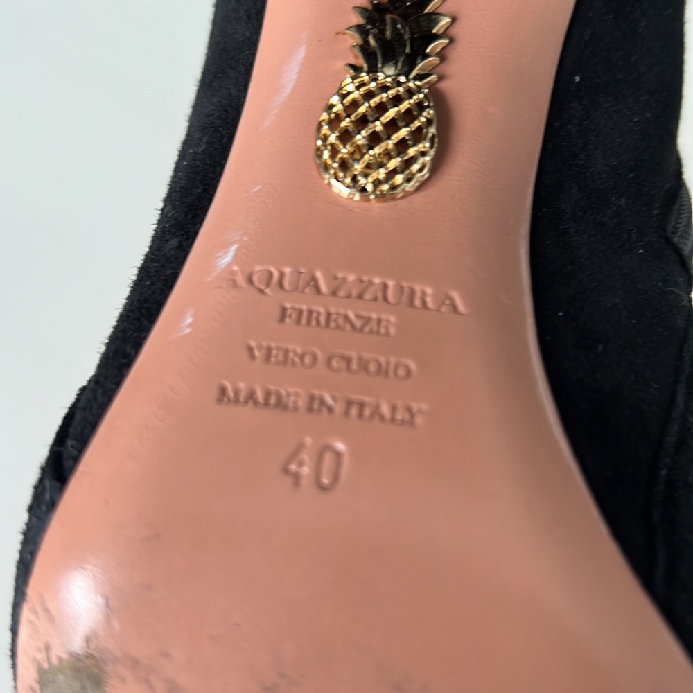 Aquazzura Black Ankle Boots with Pom Poms - Picture 6 of 6